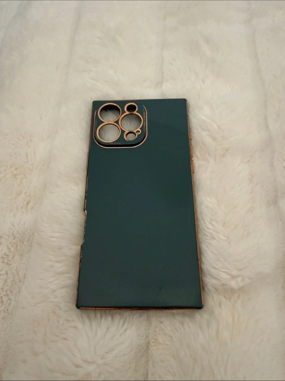 Slim Teal Protective Phone Case with Gold Accents for IPhone 16 Pro Max